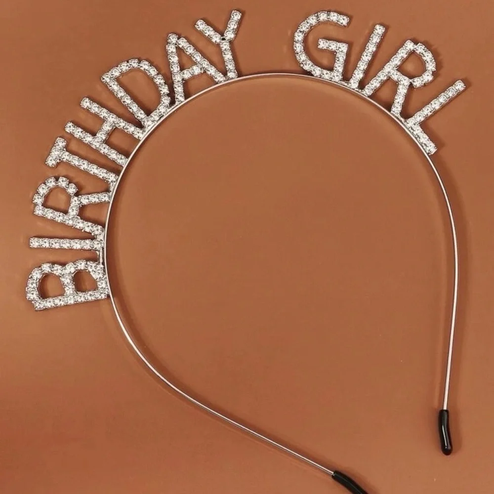 Brand New Silver Rhinestone Birthday Girl Headband